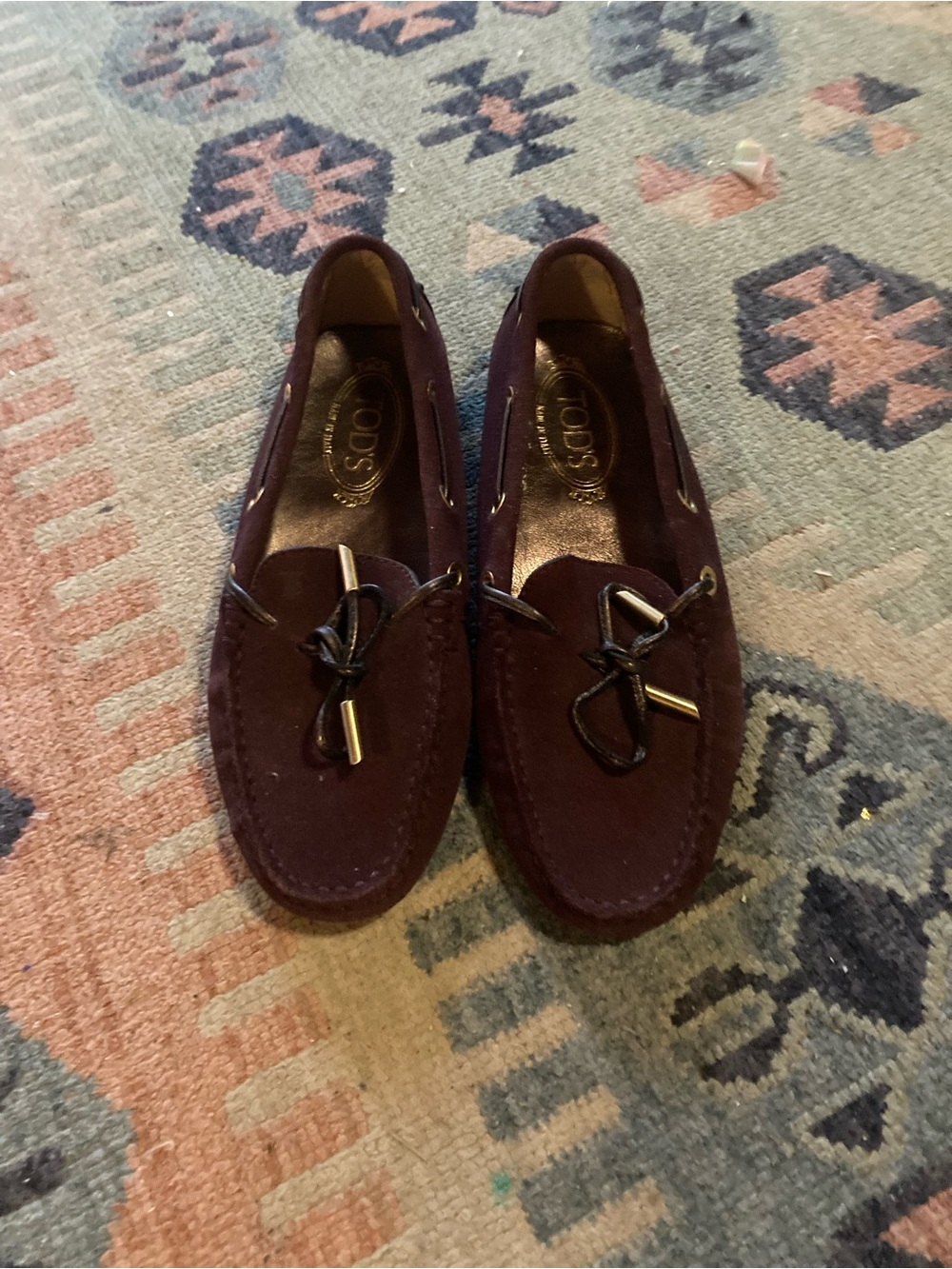 Tod's Burgundy Suede Slip-On Designer Driving Loafers